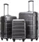 COOLIFE Hartschalen-Koffer Rollkoffer Reisekoffer Vergrößerbares Gepäck (Nur Großer Koffer Erweiterbar) PC Material mit TSA-Schloss und 4 Rollen