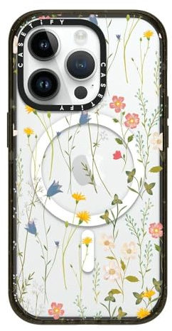 CASETiFY Impact iPhone 14 Pro Case [4X Military Grade Drop Tested / 8.2ft Drop Protection/Compatible with Magsafe] - Dreamy Floral Pattern - Glossy Black