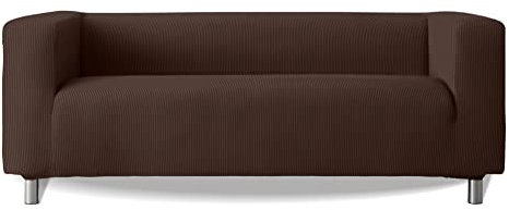 Milica Sofahusse kompatibel mit IKEA Klippan und ähnlichen Sofas mit hohen Armlehnen | Modell Aruba | Hochwertiger Stretch-Stoff, waschbar | Für Haustiere und Kinder geeignet | Farbe Braun