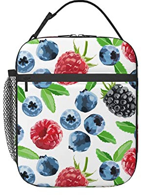 YINGD BlackBerry und Blueberry weiche Lunch-Tasche, isolierte Lunch-Tasche, Mehrzweck-Lunchbox, Thermo-Tasche für W nde, Einheitsgröße