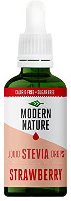 Modern Nature Gouttes de Stevia Liquide - Saveur de Fraise – Zero Calories et Sans Sucre – Flavour Drops pour l'Eau, The, Protein, Yogourt – Keto Stevia Drops Edulcorant Alternative Saine 50ml