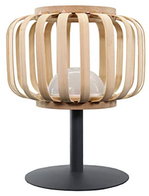 Lampe de table sans fil en bambou naturel LED blanc chaud/blanc dimmable STANDY MINI BAMBOU H25cm