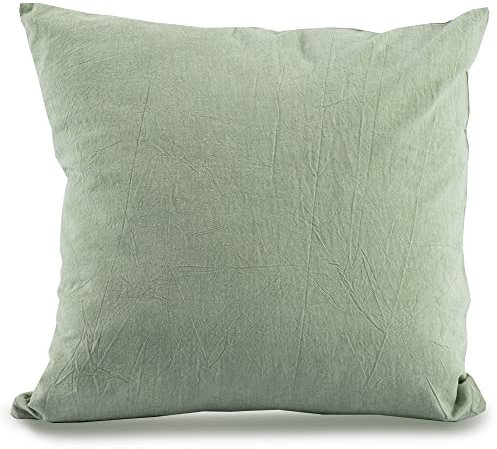 ATsense 2er Set Kissenbezug 45x45 cm - 100% Gewaschene Baumwolle, Hellgrün Kopfkissenbezug mit Reißverschluss, Oeko-TEX Zertifiziert Weich, Nicht Lleicht Verformbar