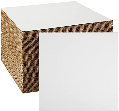 50 Stück Wellpappbögen, flache Hartkarton-Einsätze, Schulanfang, Klassenzimmer, flache Quadrate, Trennwände für Versand, Verpackung, Kunstprojekte, Bastelarbeiten (30,5 x 30,5 cm, weiß)