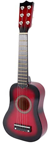 Children Guitar for Beginner 21 Inch Guitar 6 String Vintage Style Acoustic Classical Wooden Folk Music Instruments for Kids Beginner (Red) Wood