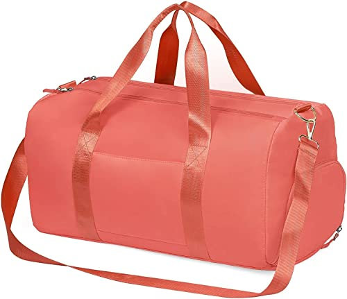 MABROUC Reisetasche für Damen, Sporttasche für Fitnessstudio, mit Nassfach und Schuhfach, Wochenend-Reisetasche, Orange 1, medium