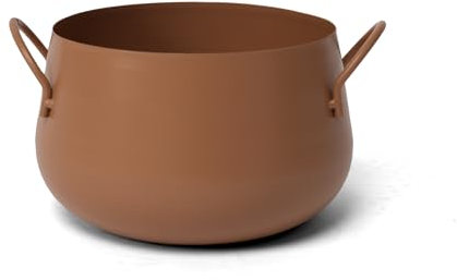 LIN HOME Macetero de Hierro Forjado para Plantas 10x16cm Ø - Maceta Resistente, Exquisitas y Delicadas para Jardín, Balcon, Terraza Color Marrón