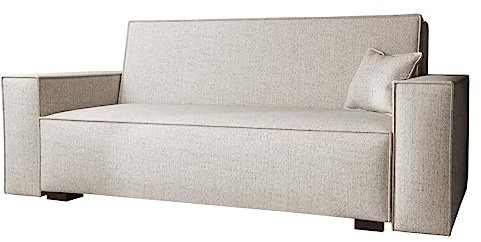 Mirjan24 Sofa Viva Duo IV mit Schlaffunktion, 4 Sitzer Polstersofa mit Bettkasten inkl. Kissen, Schlafsofa, Bettsofa, Sofagarnitur, Farbauswahl, Wohnlandschaft (Neve 03)