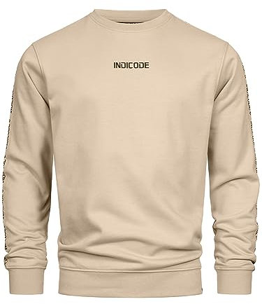 Indicode Herren INKorbin Sweatshirt mit RIPP-Bündchen und Rundhals-Ausschnitt | Sweater aus Baumwoll-Mix Irish Cream, S