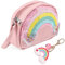 VALICLUD Regenbogen Herz UmhäNgetasche FüR MäDchen Mit Regenbogen SchlüSselanhäNger, Kinderhandtasche Mit ReißVerschluss, Sommer SüßEs Design