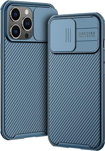 Colala Custodia per iPhone 15 Pro Cover - Copertura della Fotocamera Scorrevole, Materiale PC + TPU di Alta Qualità, Antiscivolo, Antiurto, Antigraffio - Azzurro/Blu
