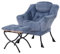 Welnow Fauteuil Lazy avec ottoman, fauteuil d'appoint moderne avec accoudoirs et poche latérale, ensemble canapé de loisirs, fauteuil de lecture avec repose-pieds pour petit espace, peluche bleu clair