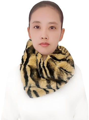 Lina & Lily Winter Loop Schal Snood Damen aus Kunstpelz (Tiger Braun Schwarz)