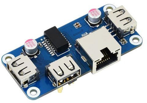TUOPUONE Ethernet/USB HUB HAT (B) Compatible with Raspberry Pi Zero/Zero 2W/Zero W/Zero WH 1x RJ45 Ethernet Port, 3X USB 2.0 Ports