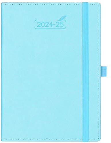 BEZEND Terminplaner 2025, A5, Wochenansicht, 18 Monate, beginnt von jetzt bis DEC 2025, vertikaler Wochenplaner mit Monats-Register, Stifthalter, PU-Leder, Hardcover, Himmelblau