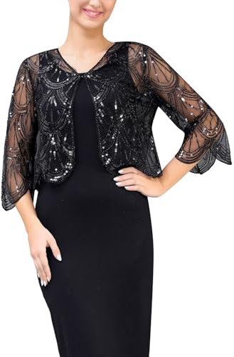 Duohropke 1920s Stola Damen Retro Schal Umschlagtücher Hochzeit Braut Schal Schulter Bedeckung für Abendkleid 20er Jahre Stil Gatsby Kostüm Accessoires