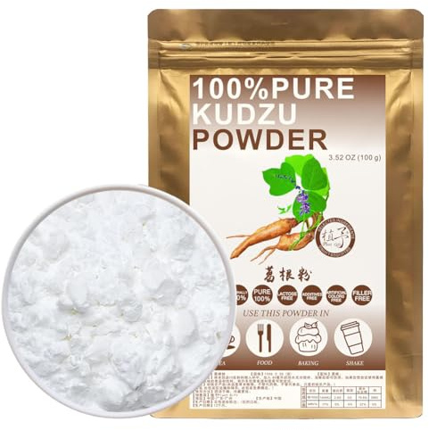 100% Pure Kudzu Powder 100g/3.52oz Arrowroot Powder, Natural Thickener, 葛根粉 Arrowrot in polvere, addensante naturale, polvere di radice di Kudzu per la cottura e bevande, tè| Free da conservanti