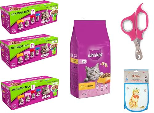 Bundle Wet Cats Food Pouch Mega Pack 80 x 85g Adult Fish and Meaty Selection in Jelly Cat Theme Double Oven Gloves -cat food wet