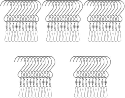Kisangel 50stücke Drehbare Edelstahl-Haken Mit Kugellager Für Windspiele Blumenampeln Vogelhäuser Sicherer Halt Für Garten Und Innenraumdekoration