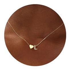 TINGN Gold Kette mit Buchstaben Damen - 14K Vergoldet Herz Kette mit Buchstaben L Halskette Damen Herz Anhänger Ketten Mädchen Geburtstagsgeschenk für Frauen Freundin Mädchen Gold Schmuck für Frauen