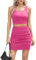 Missufe Damen 2 Teiler Outfits Ärmelloses Crop Tank Top und Minirock Bleistiftrock Set Sommer Zweiteiliger Anzug (Heißes Rosa, S)