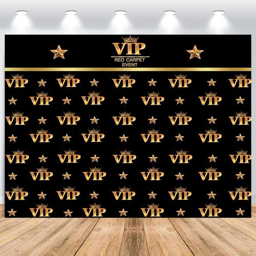ASDCXZ VIP Rot Teppich Event Hintergrund 2.2x1.5m, Schwarz Gold Sterne Krone Aktivität Promi Premiere Preisverleihung Film Banner Party Fotografie Hintergrund für Zeremonie Fotostudio Requisiten
