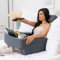 TabCouchCaddy Reading Pillow for Gaming – Extra Large Lap Desk & Arm Rest with Cup & Phone Holder, Adjustable Heights, Laptop Support, Large Pockets – Comfortable for Work, Gaming & Crocheting (Grey)