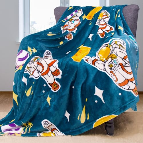 YISUMEI Astronaut Kuscheldecke für Kinder,Planet Raum Decke Kinder Weich Flauschig Fleecedecke Karikatur Hand Gezeichnet interessant Grün Astronomie-Fans Geschenke für Junge Mädche