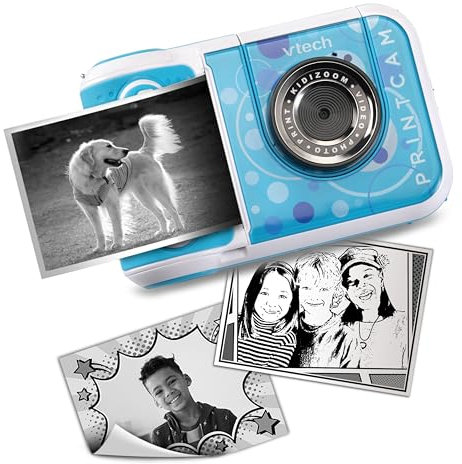VTech Kidizoom Printcam - Cámara fotográfica para niños con más de 40 Efectos Especiales, cámara instantánea para niños, Papel térmico Incluido, 5 MP, Idioma Italiano, Pilas Incluidas, 5 – 12 años