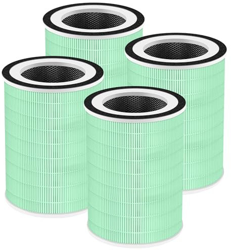 APPLIANCEMATES True HEPA Kilo Filter, 4 in 1 Filter Replacement for Afloia Kilo, KILOPLUS, KILOPRO, MIRO, MIRO PRO, MORENTO Air Purifier, 360° 4-Stage Filtration, Green 4 Pack
