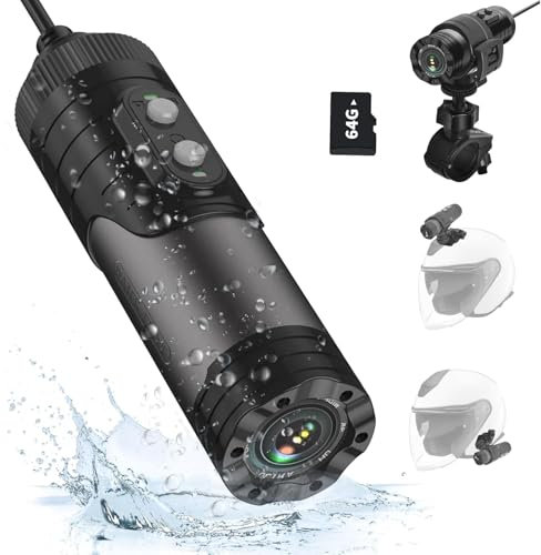 PARKVISION Bike Camera Motorcycle Helmet Camera, 4K HD Motorcycle Dashcam, IP66 Waterproof and Dustproof, Loop Recording, Smartphone Link, Rechargeable Bicycle Recorder, 64GB Card Included