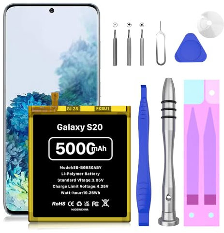 Akku für Samsung Galaxy S20, 5000mAh EB-BG980ABY Hoher Kapazität Ersatzakku für Samsung Galaxy S20 SM-G980F, Galaxy S20 5G (G981B) mit Reparaturwerkzeug-Kits