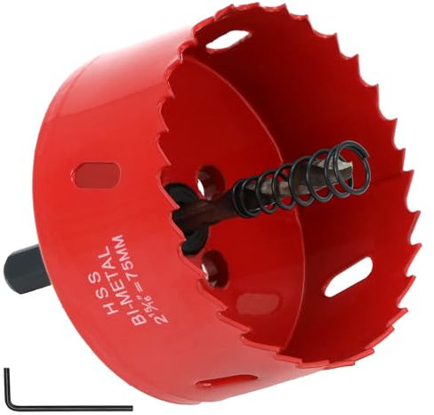 QWORK® 75 mm Hole saw, M42 HSS hole saw bit, drilling tool kit round drill for aluminum, iron and wood