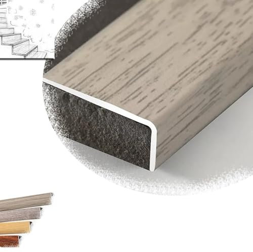 ZIUSFAC 120cm Winkelleiste Holzmaserung Laminat Winkelprofil Metallo Eckschutzprofil Für Kanten Treppenkantenprofil Forma De L Stufenkantenprofil Für Parkett(Sand Gray,Long 90cm)