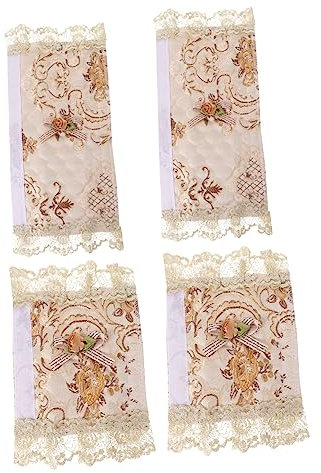 MUSISALY 4pcs Lace Fridge Handle Gloves Set Non-Slip Brown Decorative Handle Covers Dust-Proof Sleeve Protectors for Refrigerator and Microwave