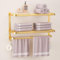 DDS-DUDES Porte-serviettes à 3 niveaux pour salle de bain avec barres, étagère multicouche style hôtel, support mural en acier inoxydable, finition brossée, 58,4 cm, doré