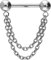 PIERCINGLINE Titan Barbell mit Push Fit 2 KETTEN Brustwarzenpiercing Nippelpiercing Silberfarben 1,6 x 16 mm
