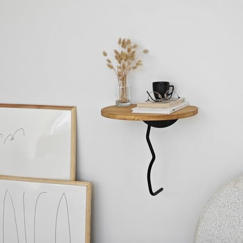 Stylish Wall Shelf, 35 x 35 cm, 100% Solid Wood & Metal Frame, Black & Oak Finish | Perfect for Modern Home Decor & Storage Solutions