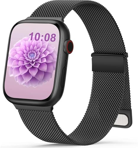 Ersatzarmband Kompatibel mit Apple Watch Armband 40mm 41mm 42mm 44mm 38mm 45mm 46mm 49 Damen Herren Einstellbar Magnetisch Metall Edelstahl Armbänder für iWatch SE Ultra Series 11 10 9 8 7 6 5 4 3 2 1