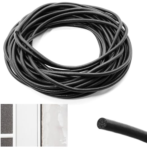 10 Meter Fugen Dichtschnur, Ø 4mm Dichtung Schaum Rundschnur, EPDM Runde Dichtschnur für Fugen, Schwarz Fugendichtschnur, Fugenfüllprofil für die Nahtdichtung von Türen und Fenstern (10 m - Ø 4 mm)