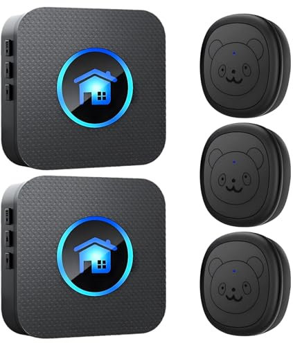 Wireless Dog Doorbell Training System with 3 Waterproof Touch Transmitters & 2 Receivers, Smart Pet Communication, 984Ft Range, Easy Installation for Potty Training