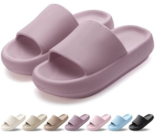 VAVOBIS Sliders Cloud Slippers Women Men Lightweight Slippers Cloud Sliders Non-Slip Flip Flops with Thick Sole for Bathroom Pool Beach House Waterproof Indoor/Outdoor,Blush,4-5 UK