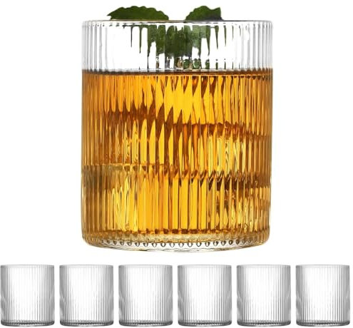 QCKNSO Juego de 6 vasos de café helado – 300 ml Vintage & Camping Vasos para Matcha Latte, robusto y elegante