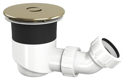 TOP-FIX Easy Fit Shower Tray Waste 90mm Top Fix with Elbow - Brushed Brass - SHW-TOP-01-BB (PDT-000733)