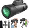 12x50 Zoom Monokular Teleskop Erwachsene, mit Smartphone Halter Stativ,Robuste Gummiarmierung,für Wildtiere Vogelbeobachtung Wandern Jagd Camping,Ideal für Naturbeobachter (dunkel)
