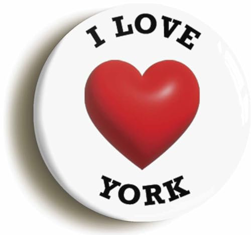 I Heart Love York Location Fridge Magnet (Circular 2inch / 50mm Diameter)