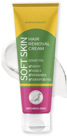 Enthaarungscreme für Gesicht, Körper, Sanfte Haarentfernung, Haarentfernungscreme Intimbereich, Hair Removal Cream, Schnell, Schmerzfrei & Langanhaltend, für Frauen und Männer, Vegan, 100ml