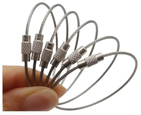 LYCCS Edelstahldraht-Schlüsselanhänger-Kabel, Schlüsselringe, Schlaufe, Drahtkabel, geflochtene Stahlkette, Gepäckanhänger-Ring, Anhängerhalter(3.8cm-10Pcs)