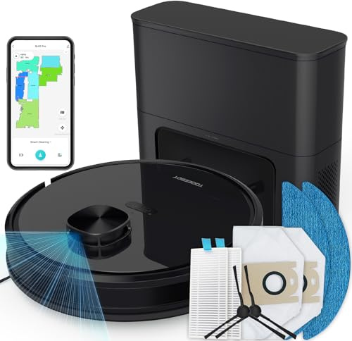 TOQEEBOT Robot Aspirateur Laveur, Station De Vidange Automatique, Navigation Laser pour Toutes Surfaces Domestiques