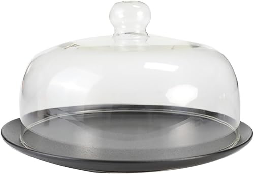 Couvercle en Verre Borosilicate pour Micro-Ondes, Anti-éclaboussures, Cloche Multifonction pour gâteau, poignée Ergonomique, Compatible Lave-Vaisselle (transparent,20cm)